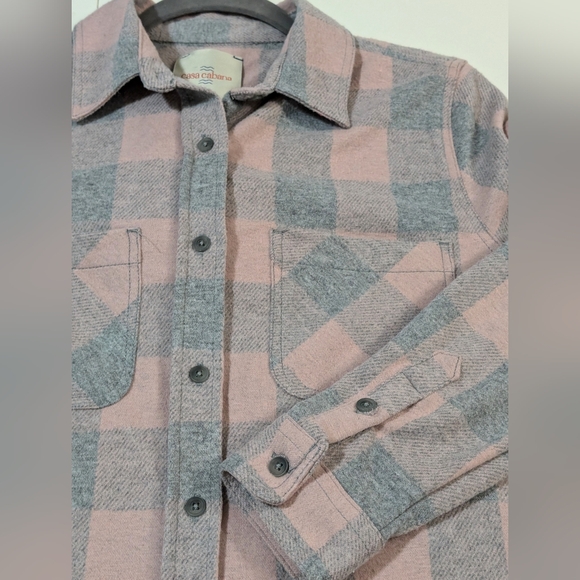 CASA CABANA, Sienna checked longline shirt, Grey and Pink, Size Medium - Picture 4 of 7